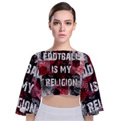 Football Is My Religion Tie Back Butterfly Sleeve Chiffon Top by Valentinaart