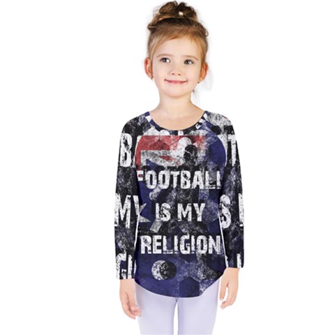 Football Is My Religion Kids  Long Sleeve Tee by Valentinaart