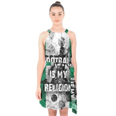 Football Is My Religion Halter Collar Waist Tie Chiffon Dress by Valentinaart