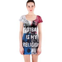 Football Is My Religion Short Sleeve Bodycon Dress by Valentinaart