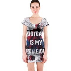 Football Is My Religion Short Sleeve Bodycon Dress by Valentinaart