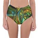 3d Transparent Glass Shapes Mixture Of Dark Yellow Green Glass Mixture Artistic Glassworks Reversible High-Waist Bikini Bottoms View1