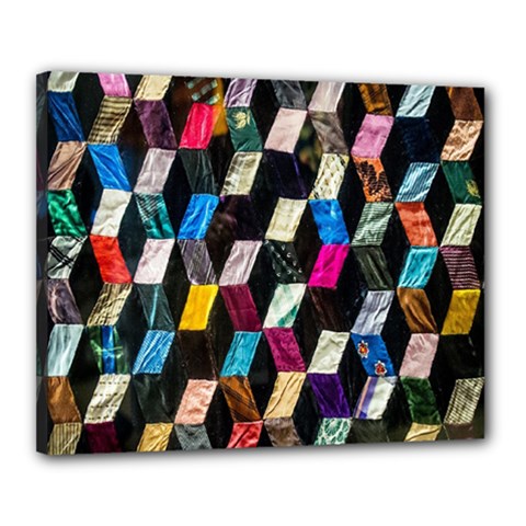 Abstract Multicolor Cubes 3d Quilt Fabric Canvas 20  X 16  by Sapixe