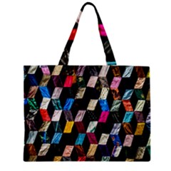 Abstract Multicolor Cubes 3d Quilt Fabric Zipper Mini Tote Bag by Sapixe