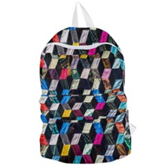 Abstract Multicolor Cubes 3d Quilt Fabric Foldable Lightweight Backpack by Sapixe