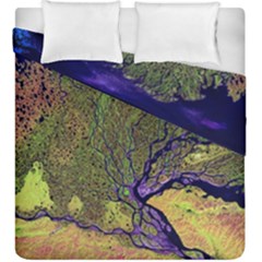 Lena River Delta A Photo Of A Colorful River Delta Taken From A Satellite Duvet Cover Double Side (king Size) by Simbadda