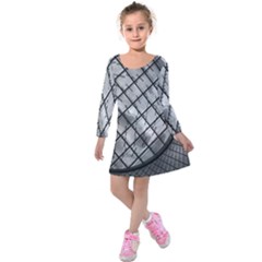 Architecture Roof Structure Modern Kids  Long Sleeve Velvet Dress by Sapixe