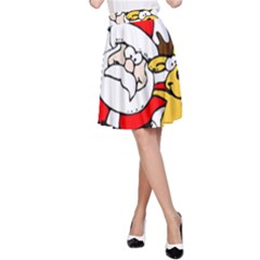 Christmas Santa Claus A-line Skirt by Sapixe