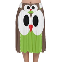 Clip Art Animals Owl Velvet Flared Midi Skirt by Sapixe