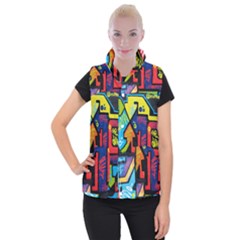 Urban Graffiti Movie Theme Productor Colorful Abstract Arrows Women s Button Up Vest by genx