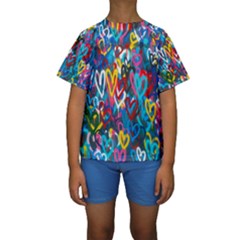 Graffiti Hearts Street Art Spray Paint Rad Kids  Short Sleeve Swimwear by genx