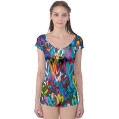 Graffiti Hearts Street Art Spray Paint Rad Boyleg Leotard  by genx