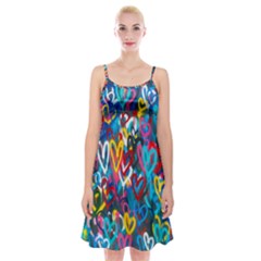 Graffiti Hearts Street Art Spray Paint Rad Spaghetti Strap Velvet Dress by genx