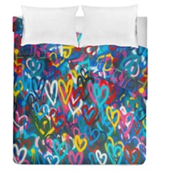 Graffiti Hearts Street Art Spray Paint Rad Duvet Cover Double Side (queen Size) by genx