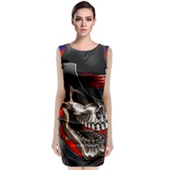 Confederate Flag Usa America United States Csa Civil War Rebel Dixie Military Poster Skull Sleeveless Velvet Midi Dress by Sapixe