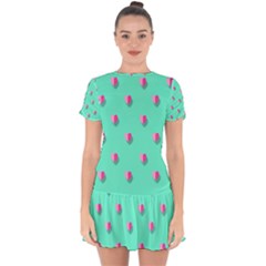 Love Heart Set Seamless Pattern Drop Hem Mini Chiffon Dress by Nexatart