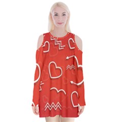 Background Valentine S Day Love Velvet Long Sleeve Shoulder Cutout Dress by Nexatart