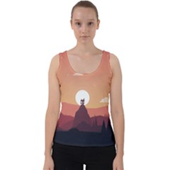 Design Art Hill Hut Landscape Velvet Tank Top by Nexatart