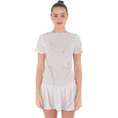 White Marble Tiles Rock Stone Statues Drop Hem Mini Chiffon Dress by Nexatart