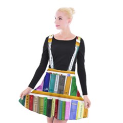 Shelf Books Library Reading Suspender Skater Skirt by Nexatart