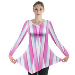 Geometric 3d Design Pattern Pink Long Sleeve Tunic  by Nexatart