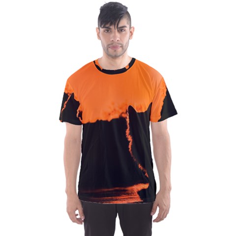 Sunset Cat Shadows Silhouettes Men s Sports Mesh Tee by Nexatart