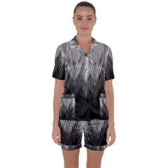 Feather Graphic Design Background Satin Short Sleeve Pyjamas Set by Sapixe