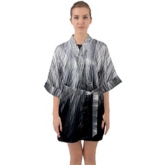 Feather Graphic Design Background Quarter Sleeve Kimono Robe by Sapixe