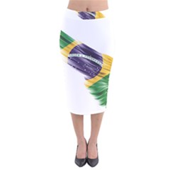 Flag Of Brazil Velvet Midi Pencil Skirt by Sapixe