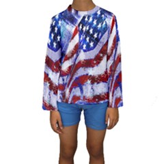 Flag Usa United States Of America Images Independence Day Kids  Long Sleeve Swimwear by Sapixe