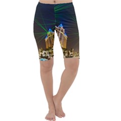 Galaxy Hotel Macau Cotai Laser Beams At Night Cropped Leggings  by Sapixe