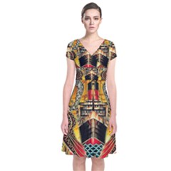 Hail Fine Art Print Short Sleeve Front Wrap Dress by Sapixe