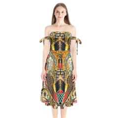 Hail Fine Art Print Shoulder Tie Bardot Midi Dress by Sapixe