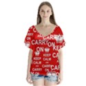 Keep Calm And Carry On V-Neck Flutter Sleeve Top View1