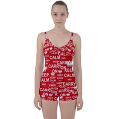 Keep Calm And Carry On Tie Front Two Piece Tankini by Sapixe