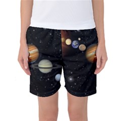 Outer Space Planets Solar System Women s Basketball Shorts by Sapixe