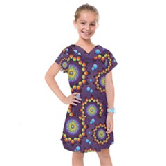 Texture Background Flower Pattern Kids  Drop Waist Dress by Sapixe