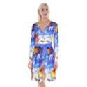 ceramic jur and sunlowers Long Sleeve Velvet Front Wrap Dress View1