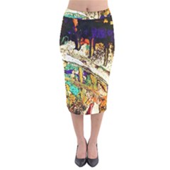 Skull 6 Velvet Midi Pencil Skirt by bestdesignintheworld