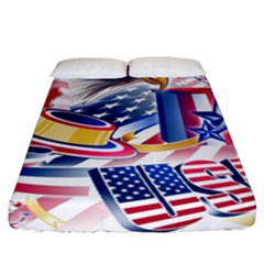 United States Of America Usa  Images Independence Day Fitted Sheet (california King Size) by Sapixe