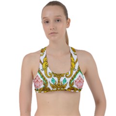 Traditional Thai Style Painting Criss Cross Racerback Sports Bra by Sapixe