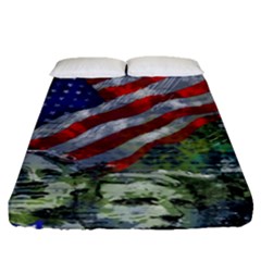 Usa United States Of America Images Independence Day Fitted Sheet (queen Size) by Sapixe