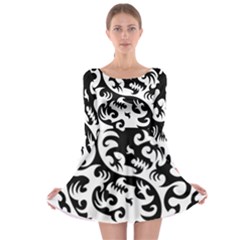 Ying Yang Tattoo Long Sleeve Skater Dress by Sapixe