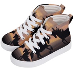 Horses Sunset Photoshop Graphics Kid s Hi-top Skate Sneakers by Sapixe