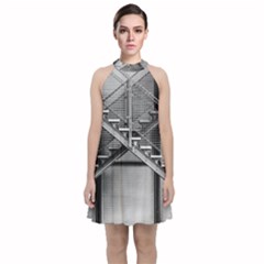 Architecture Stairs Steel Abstract Velvet Halter Neckline Dress  by Sapixe