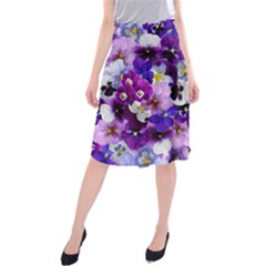 Graphic Background Pansy Easter Midi Beach Skirt by Sapixe