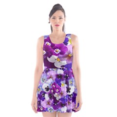 Graphic Background Pansy Easter Scoop Neck Skater Dress by Sapixe