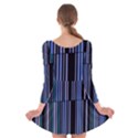 Shades of Blue Stripes Striped Pattern Long Sleeve Velvet Skater Dress View2