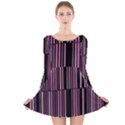 Shades of Pink and Black Striped Pattern Long Sleeve Velvet Skater Dress View1