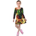 Sunset In A Desert Of Mexico Kids  Long Sleeve Velvet Dress View1